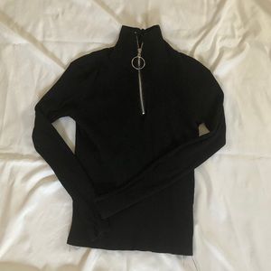black zip up turtleneck